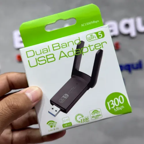 Adaptador Wi-Fi 1300Mbps Dual Band 2.4/5GHz USB 3.0 com 2 Antenas