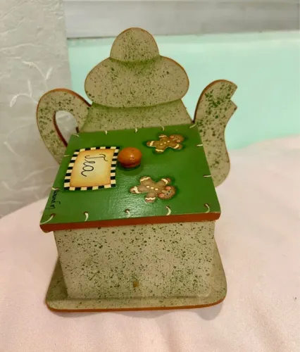 Caixa decorativa para saches de chá, açúcar 