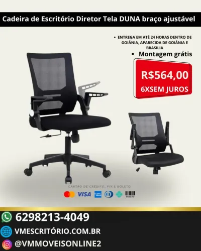 Cadeira de Escritório Diretor Tela DUNA com Braço Ajustável