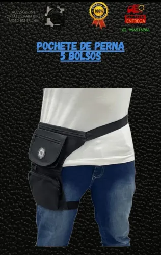 Pochete de Perna com 5 Bolsos para Bike e Moto