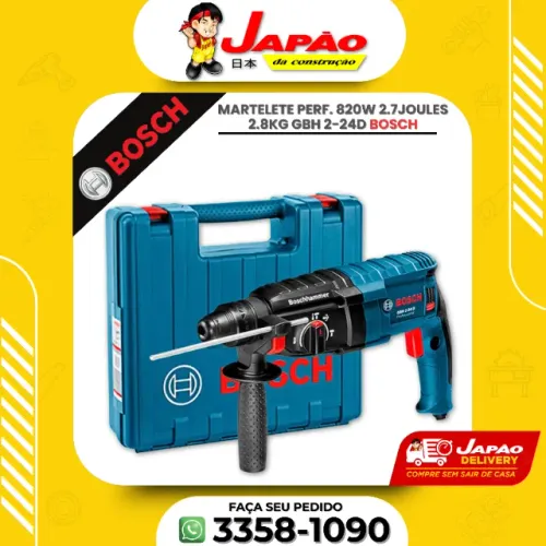 Martelete Perfurador 820W 2.7 Joules C/ Maleta GBH 2-24D Bosch Garantia de 2 Anos