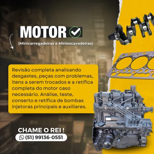 Oficina de Motor Diesel para Minicarregadeira Bobcat, Caterpillar, Case, Kubota, Shibaura