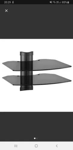 Suporte para TV de Parede com 2 Prateleiras de Vidro