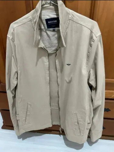 Jaqueta Aviator seminova algodão com elastano