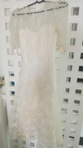Vestido de noiva vintage de renda Chantilly
