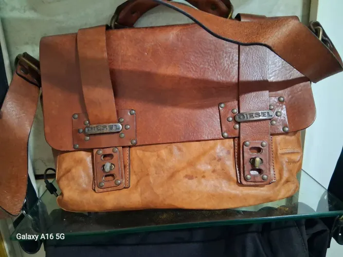 Bolsa Diesel de Couro Marrom Original 