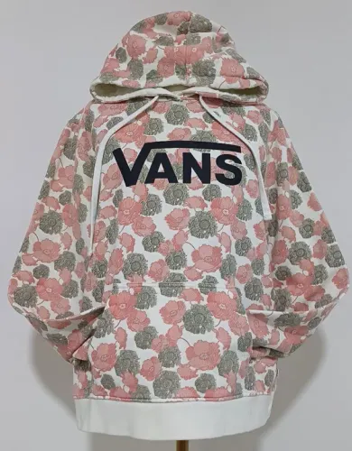 Blusa Moletom VANS Flores Capuz Rosa