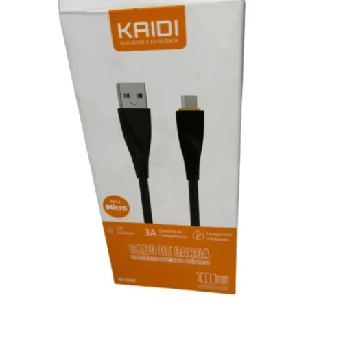 Cabo de Carga Rápida KAIDI Micro USB 3A com LED - 1 Metro