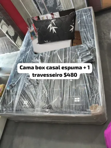 Cama Box Casal Espuma D28 + Travesseiro (ENTREGA GRÁTIS)