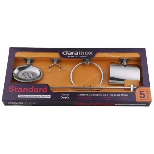 Kit Acessórios Standard 5 Peças Clara Inox