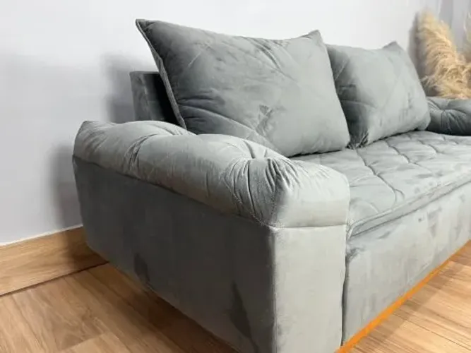 Sofá 3 lugares Berlim 2.00m - Cinza Veludo