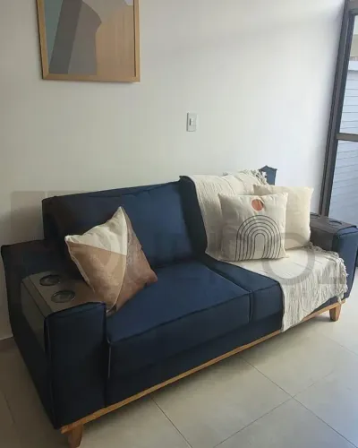 Sofá 3 lugares azul - novo