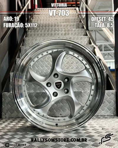 Roda Vittoria Stuttgart Flow Forming Prata Brilhante Borda Diamantada 5x112 - 19x8,5 Offs