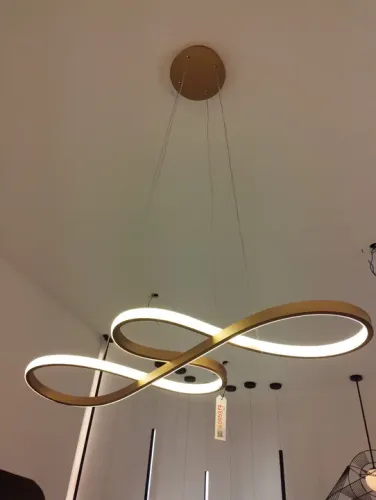 Lustre Moderno LED Infinito Dourado