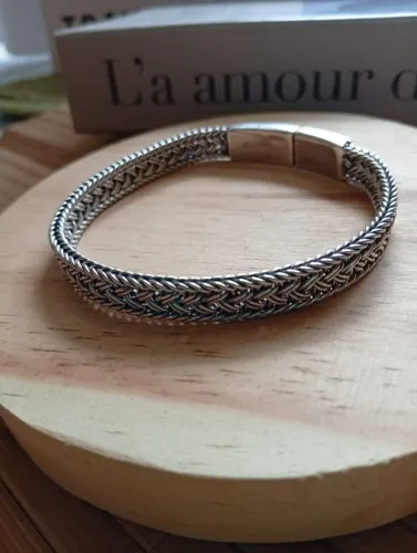 Pulseira De Prata 925  Trançada Indiana Bali