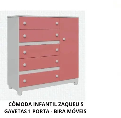 Cômoda Infantil 5 gavetas 100% MDF