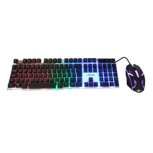 Kit Teclado e Mouse Gamer Com Fio USB + Led RGB