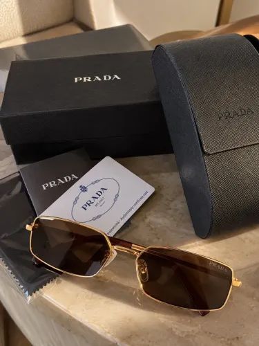 Óculos Prada Opr A60 Dourado Retrô Novo