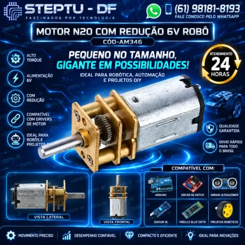 Motor N20 com redução 6v Robô Arduino Automação Robotica COD-AM343