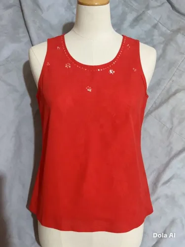 Blusa regata vermelha GG- Detalhes em paetê- Ler a descrição