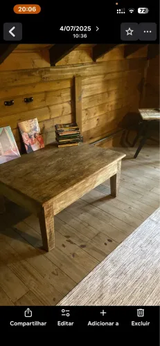 Mesa de centro madeira maciça demolição 