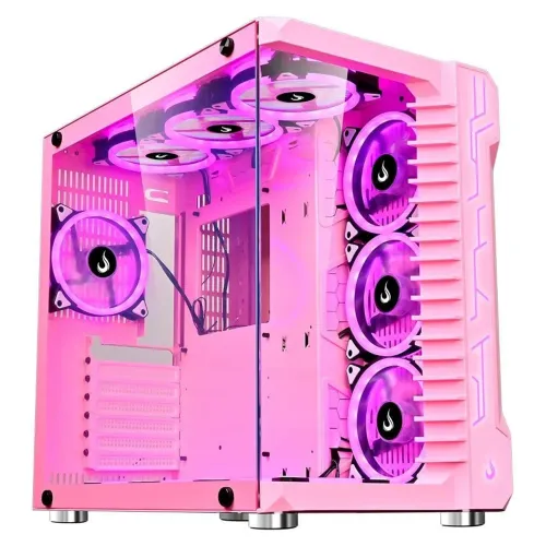 8 Fans + Gabinete Gamer Rise Mode Galaxy Glass, Mid Tower