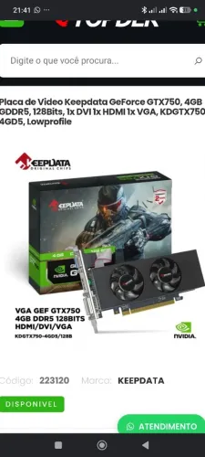 Placa de vídeo GTX 750 4gb