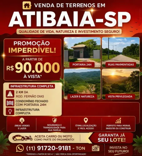 Terreno para venda com 500 metros quadrados em Centro - Atibaia - SP