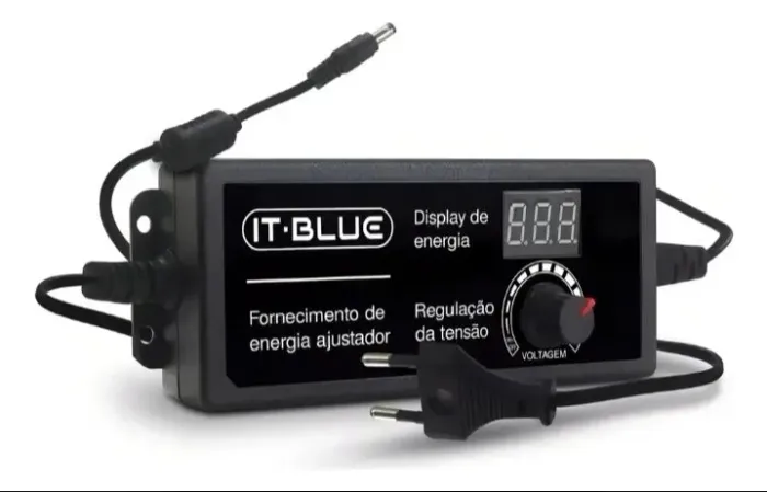 Fonte Universal Regulável IT-BLUE LE-0187 | 9V a 24V | 3A | Display Digital