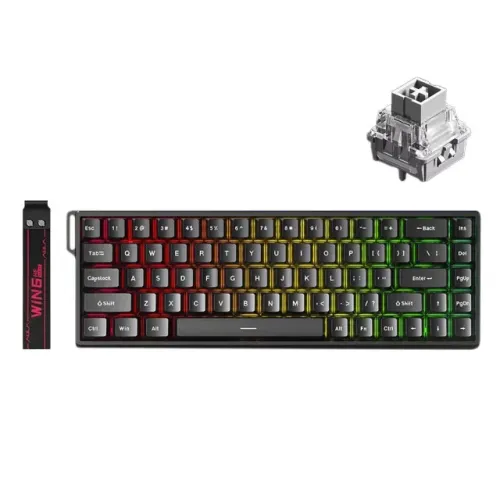 Teclado Gamer Magnético AULA WIN68 HE, 65%, RGB, Magnético, 8K, ANSI, Preto, 12x 27,95