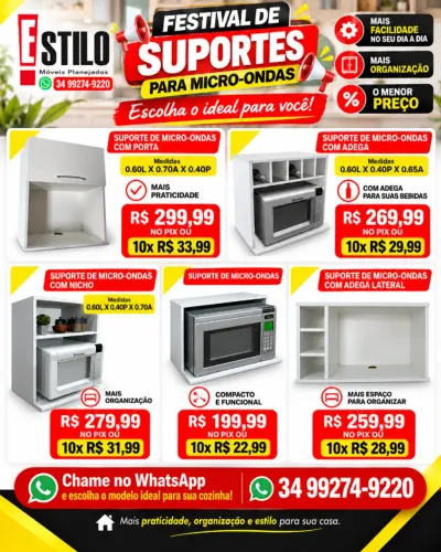 Suporte de microondas diversos modelos