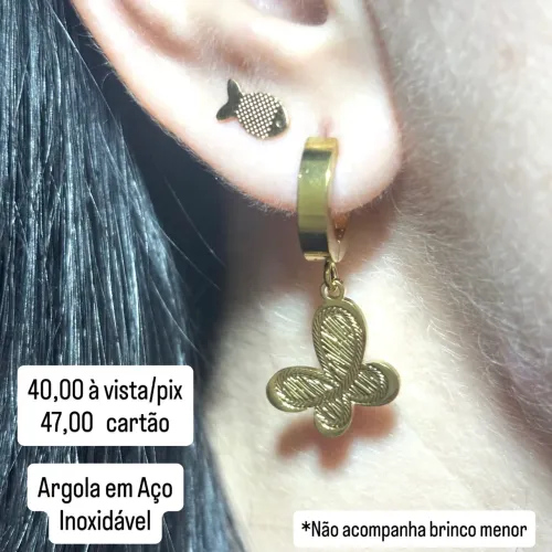 Brinco de Argola Borboleta em Aço 