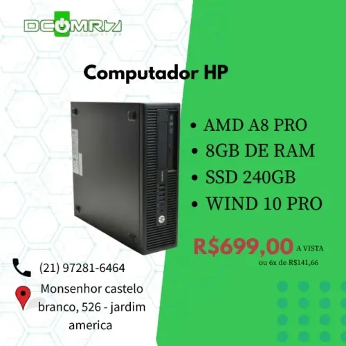 Computador HP amd a8 pro - 8GB de ram- SSD 240GB - semi novo 