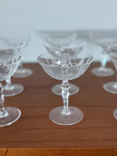 Conjunto de Taça Coupe em Cristal Lapidadas para Champagne