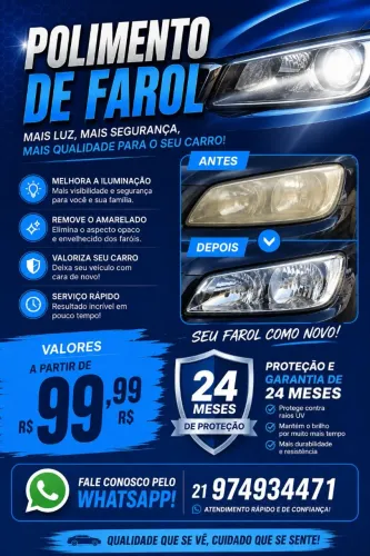 Polimento e vitrificação de faróis
