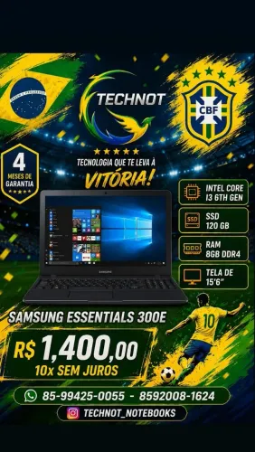 Notebook preto Samsung