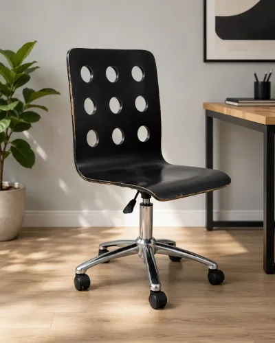 2 Cadeiras de Escritório Giratória Preta | Design Moderno