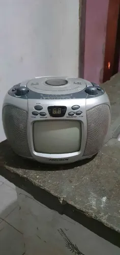radio tv preta e branco cd antigo