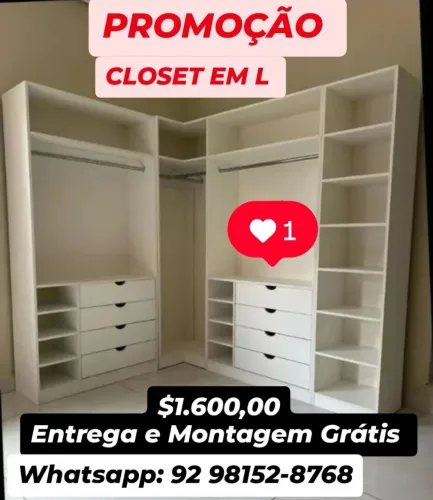Closet em L 100% MDF 