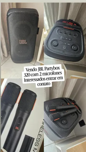 Vendo JBL Partybox 320 com 2 Microfones