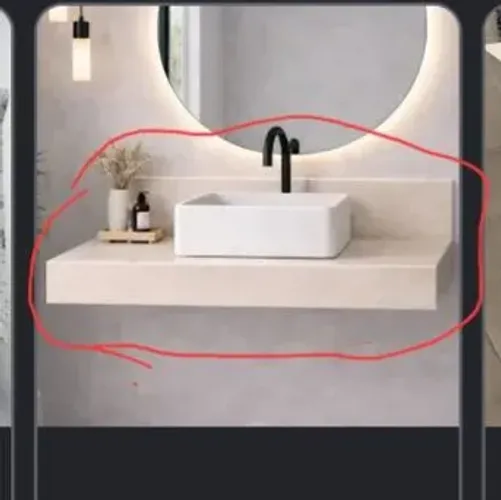 Pia completa com bancada em porcelanato 