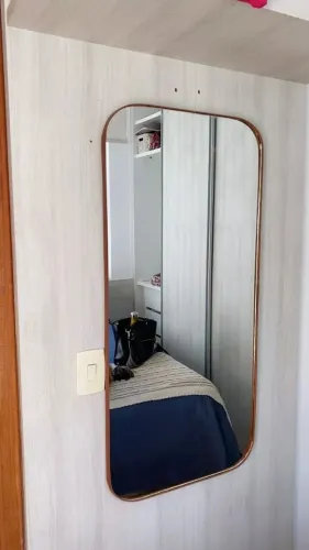 Espelho Orgânico Retangular 53x110cm Grande Moderno Decorativo Para Parede Sala Quarto