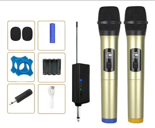 Microfone Duplo Sem Fio Recarregável