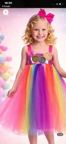 Fantasia infantil vestido Candy Color de Luxo ( fábrica de doces)