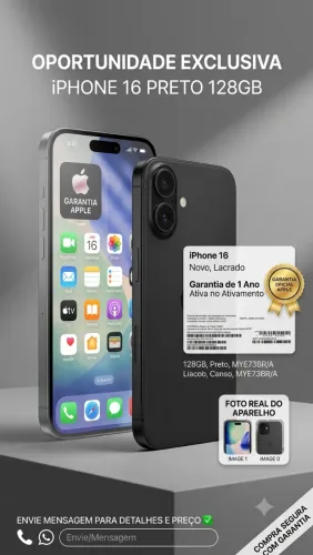 iPhone 16 - 128GB Preto com Garantia