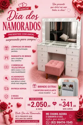 Camarim já com lampadas + banqueta de brinde + sapateira brinde extra