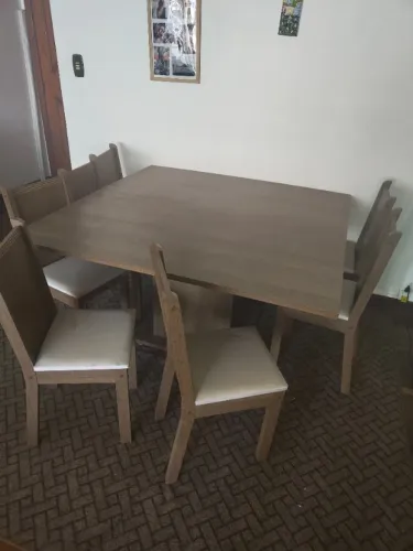 Conjunto Sala De Jantar Clarice Madesa Mesa Com 8 Cadeiras Cor Rustic/Pérola