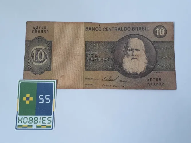 Cédula Dinheiro Antiga 10 Cruzeiros "D. Pedro II" 1970-1984