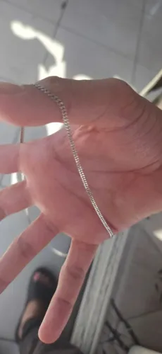 Corrente de prata fina elo duplo, prata 925