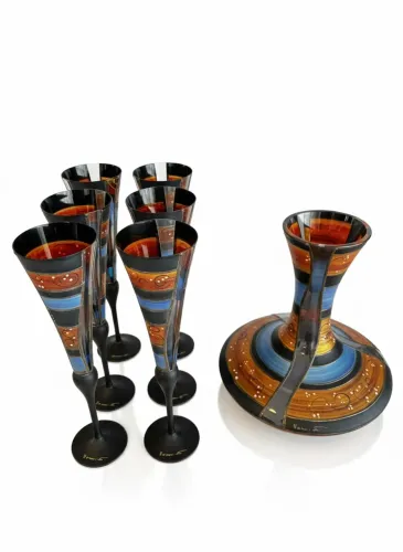 Taças De Vinho Decoradas À Mão Arte Europeia Em Vidro